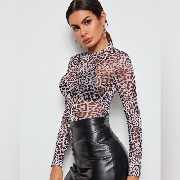 Leopard top long sleeve sheer small and medium New NWT - Picture 3 of 14